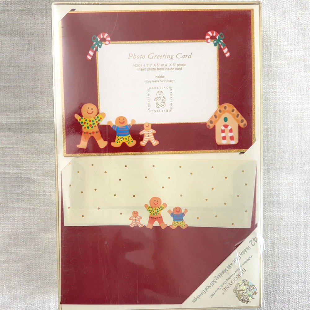 Burgoyne 42 Christmas Photo‎ Greeting Cards Envelopes Gingerbread Holiday NOS